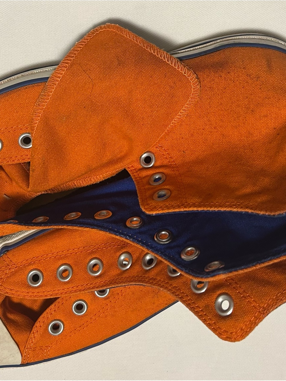 Converse Orange Canvas Low-Top Sneakers with Navy Trim - Picture 2 of 5